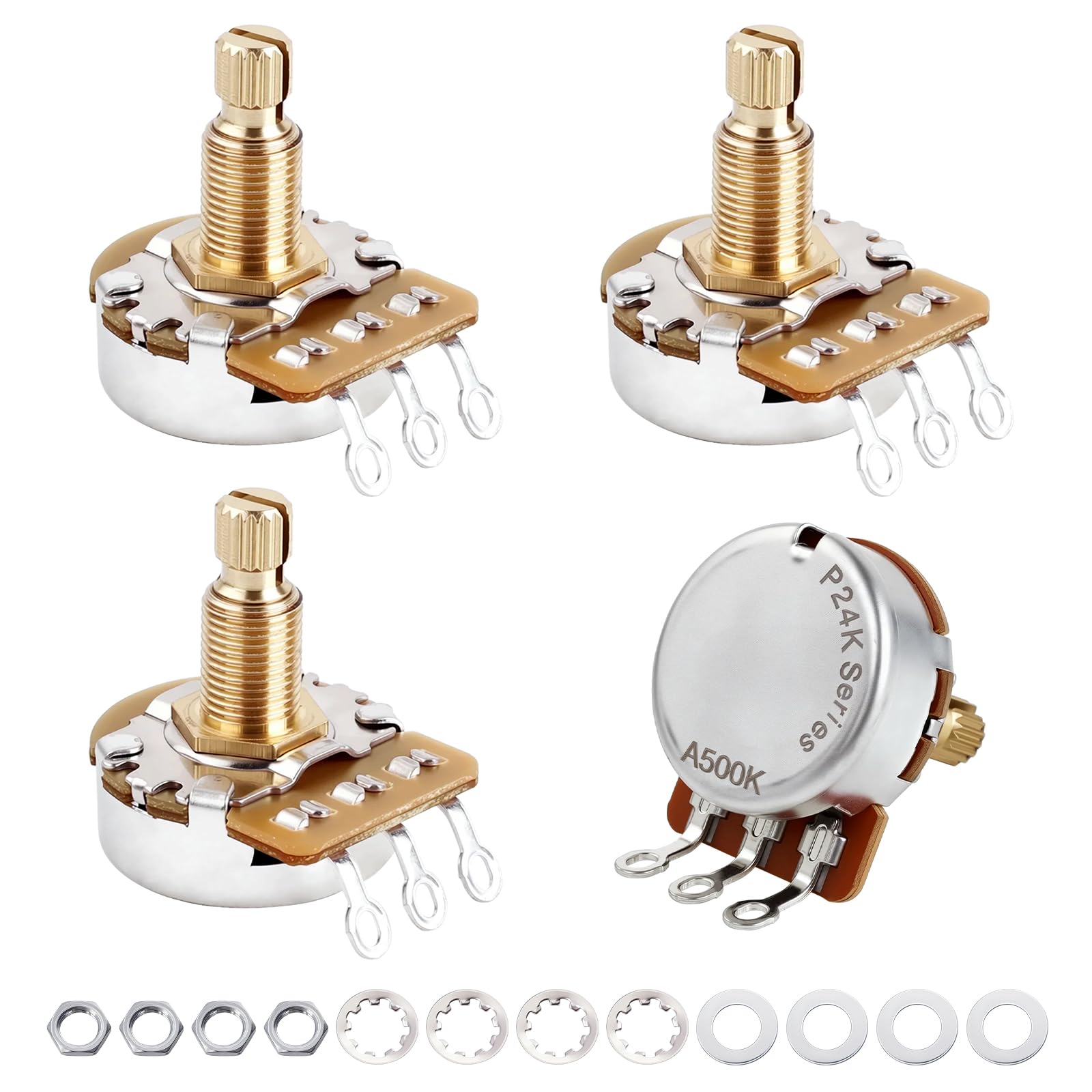 Banworks Brass A500K M8 Thread Guitar Pots Full Sized Metric 18-Spline Pots