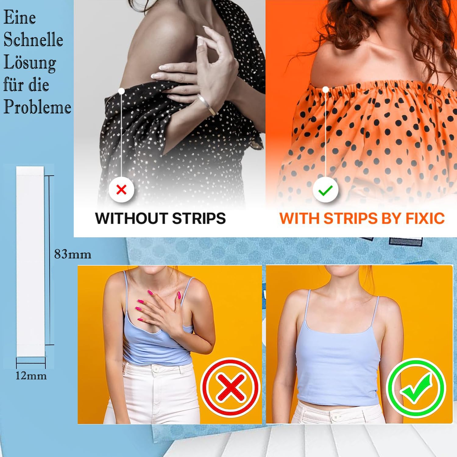 JOOTUEPO 2x Doppelseitiges Klebeband Für Kleidung - Transparent & Wasserfest