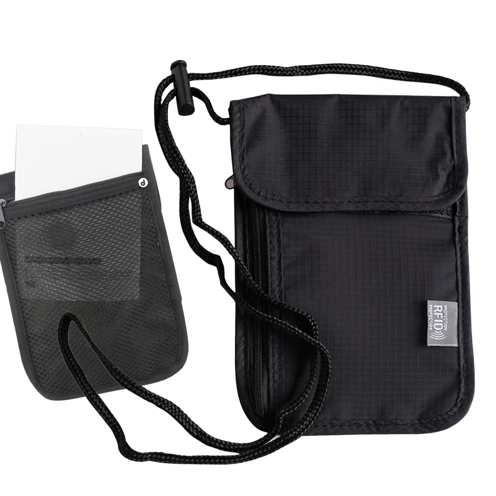 Pochette De Voyage Anti-RFID - Protection Pour Cartes Et Passeport, Multiples Compartiments, Noir