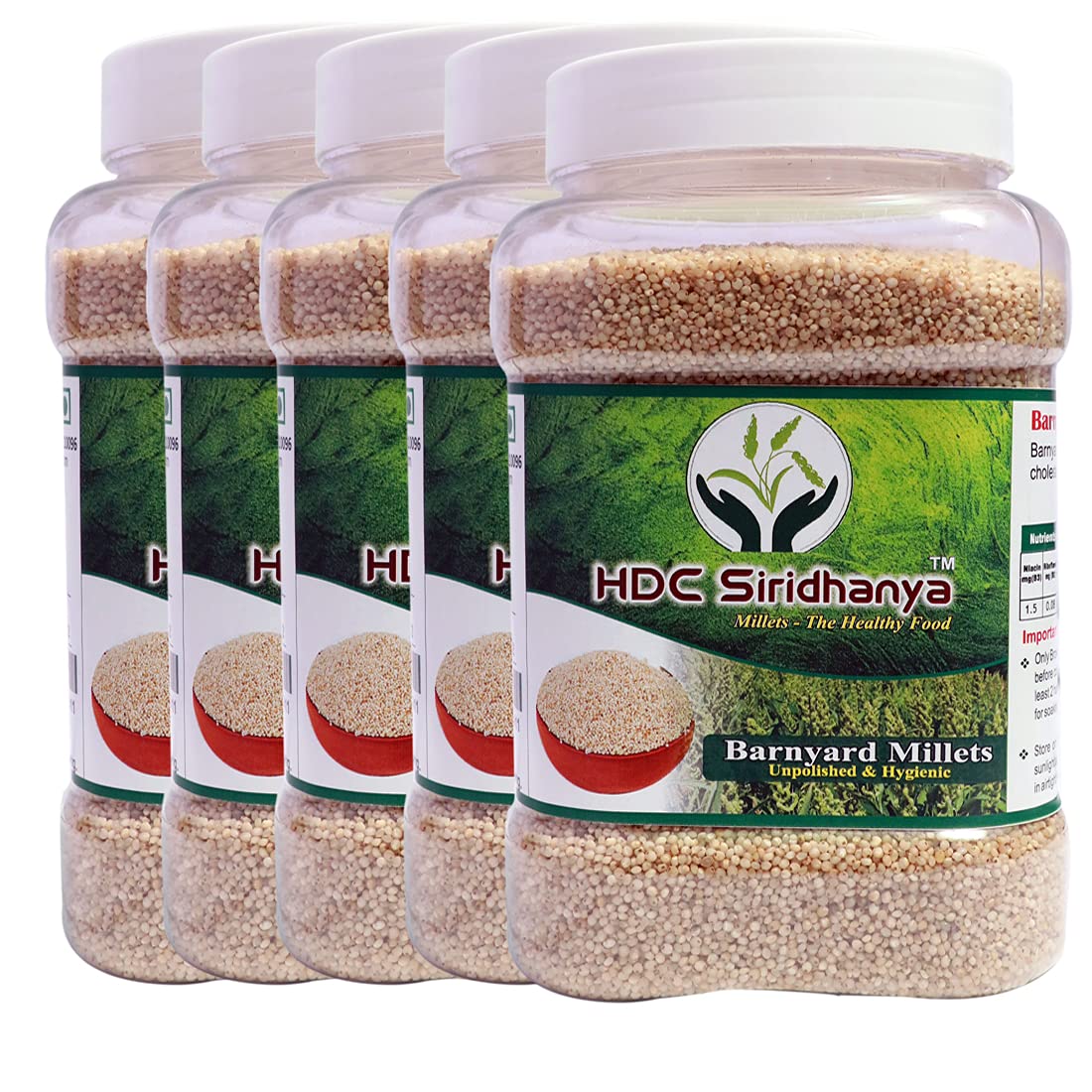 HDC Siridhanya (Unpolished & organic) Natural Grains Barnyard milltes (1kg per pack ) pack of (5 Kg.)