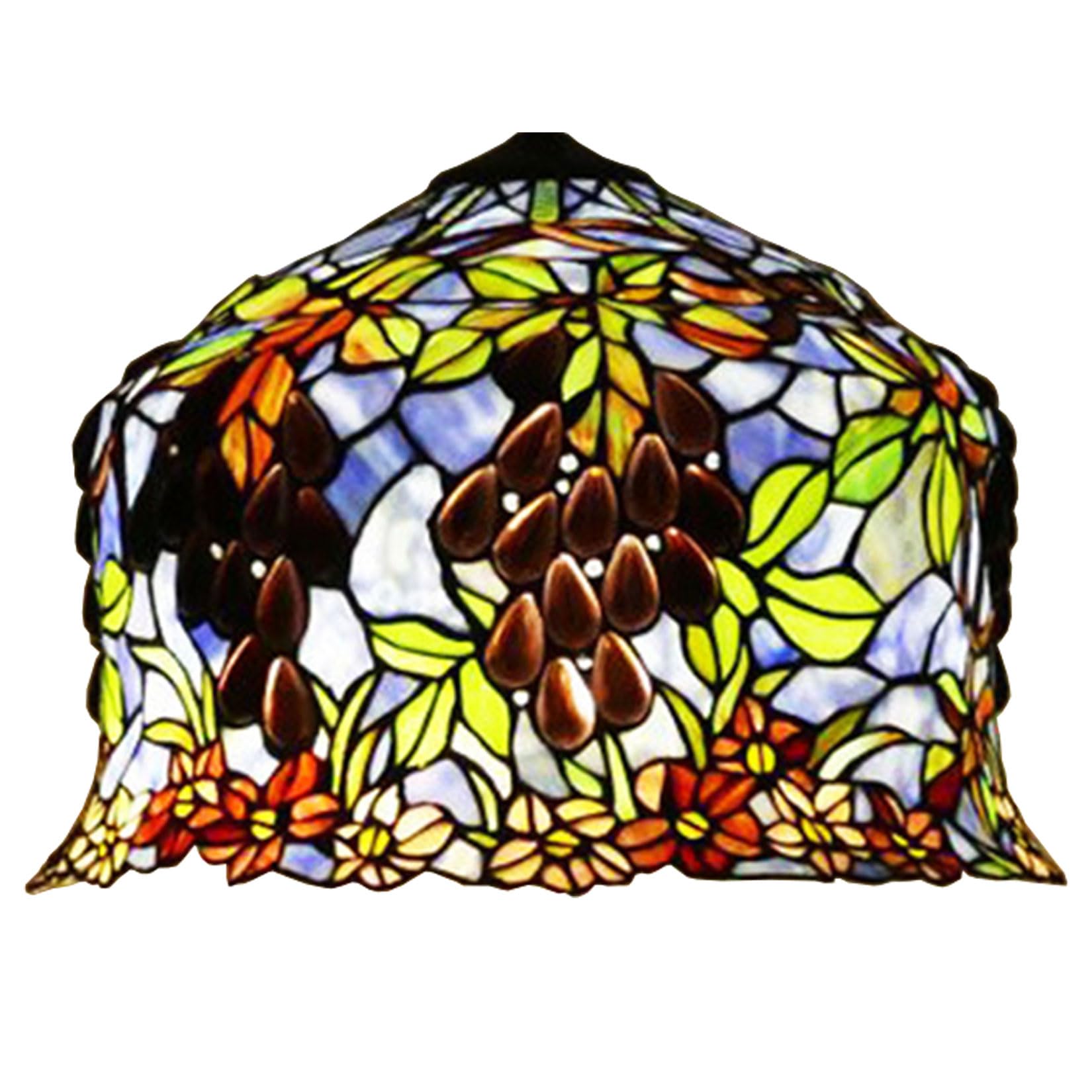 SaryEdge Christmas Home Decor Grapes Lamp Shade Replacement, Only Tiffany Style Stained Glass Lampshades W16 H11 Inch Amber Blue Green Leaf Floral Lampshade for Table lamp Pendant Ligh，