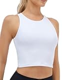 Women's High Neck Crop Top Sleeveless Racer Back Basic Workout Tank Tops Shirt