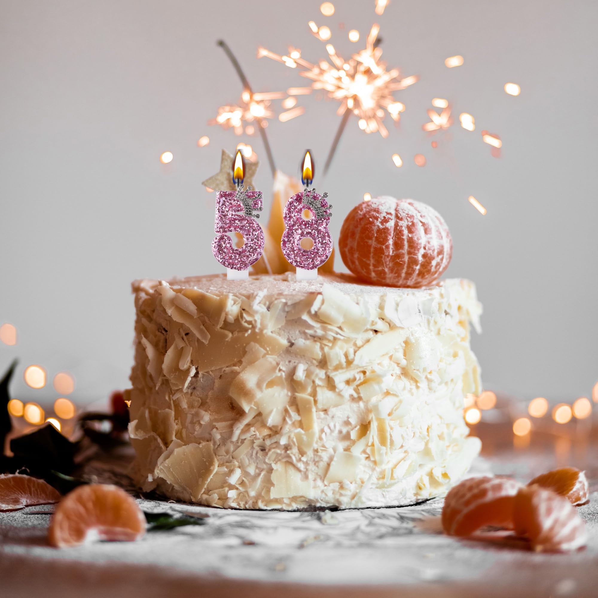 VSHILI Bougies D'anniversaire 58 à 85 Ans - Chiffres Roses Pour Gâteau D'anniversaire 58 Et 85 Ans - Pour Homme Et Femme