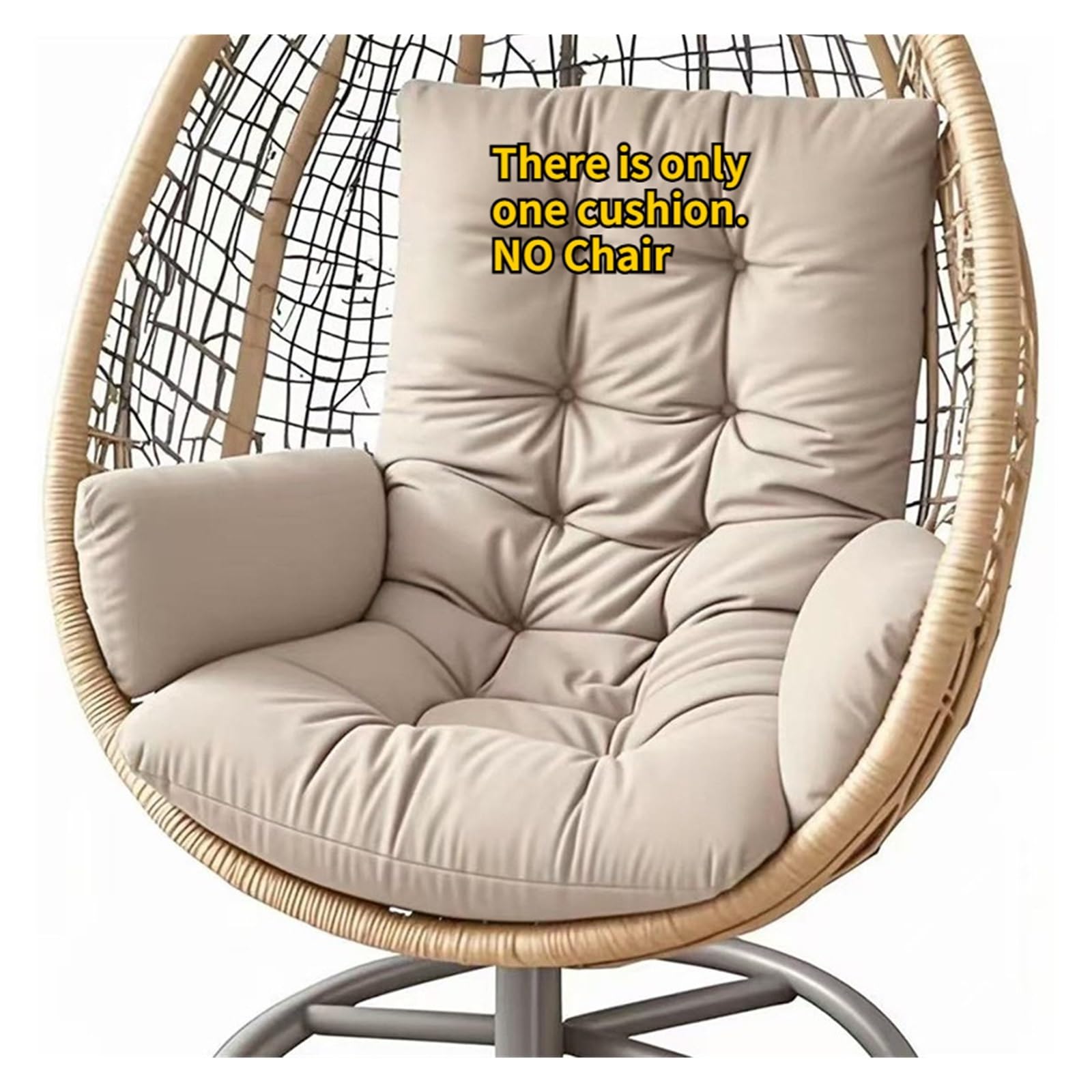 GHHZML Egg Chair Cushion Outdoor Swing Seat Cushion Thicken Armrest Recliner Rocking Chair Backrest For Hanging Chairs Garden(Cushion Khaki)