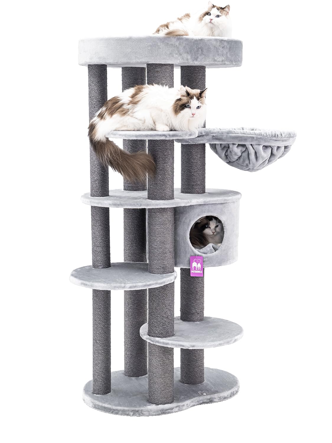 Petrebels Designerski drapak Isabella 170 cm, XXL drapak dla dużych kotów, Maine Coon, kolor szary