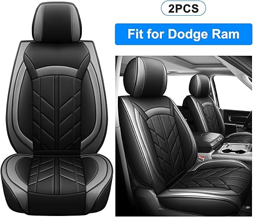 Miniatura 2 de 5 fundas de asiento de camión para Dodge Ram con banco plano 150025003500 2009-2023, juego completo de protectores de asiento de cuero impermeable,