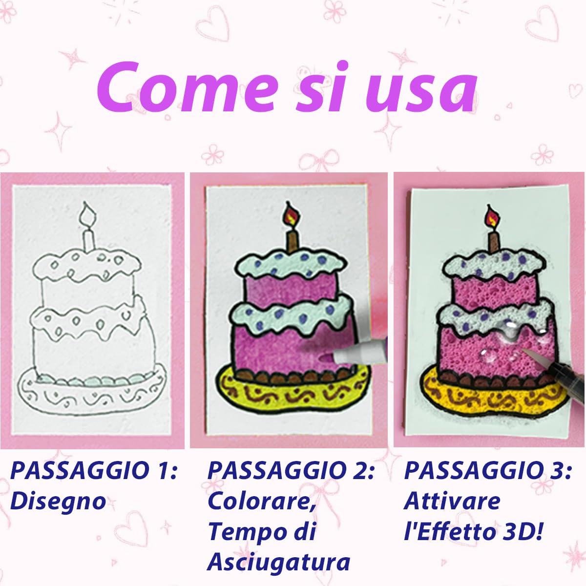Magic Puffy Paint, 64 Pezzi Kit di Soffice, 40 Fogli Carta Dipingere con Texture in Schiuma, 12 Penne Colorate, Texture in Pittura Magica, Regali Compleanno e di Festa Creativi Pittura Magica Bambini