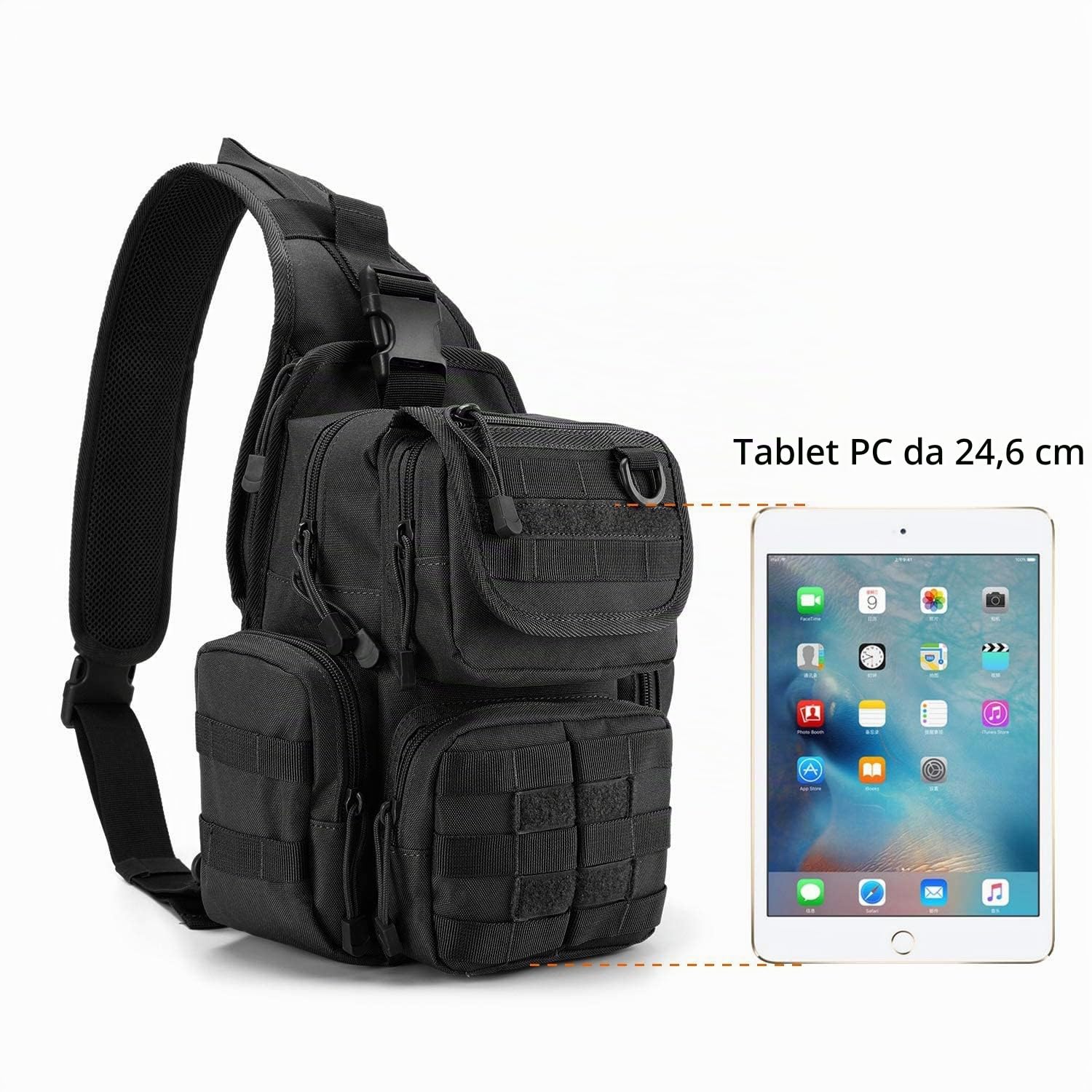 G4Free Borsa tattica sul petto Military Borsa a tracolla Chest Sling Pack Molle Army Crossbody Bag Militare Borsa a tracolla Singola Strap Zaino per Viaggi Escursioni Campeggio Trekking