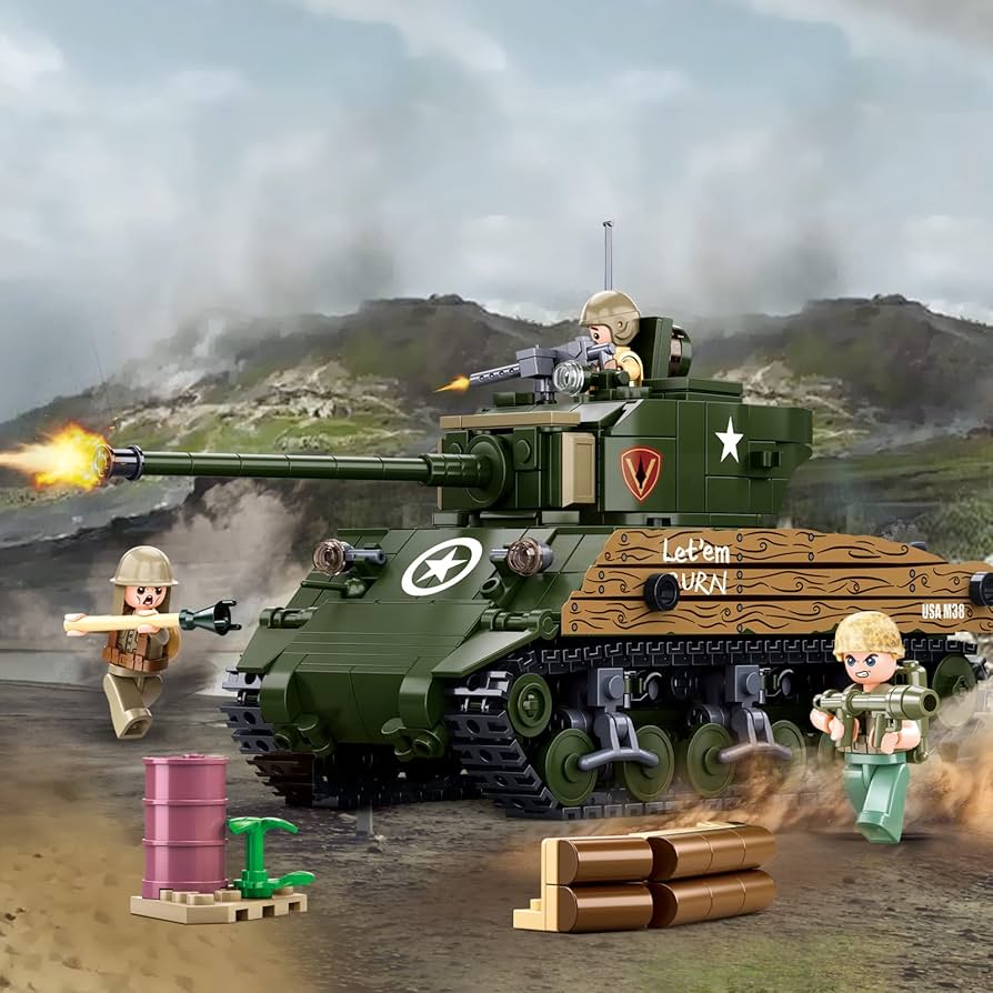 Amazon.com: Sluban WWII-M4A3(76W) Medium Tank : Toys & Games