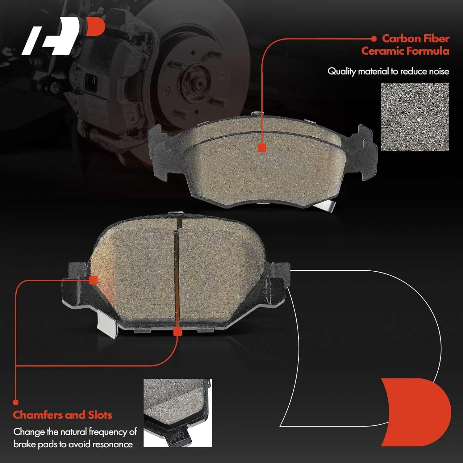 A-Premium Front and Rear Ceramic Brake Pads Set Compatible with Fiat 500 2012-2019, 8-Pack