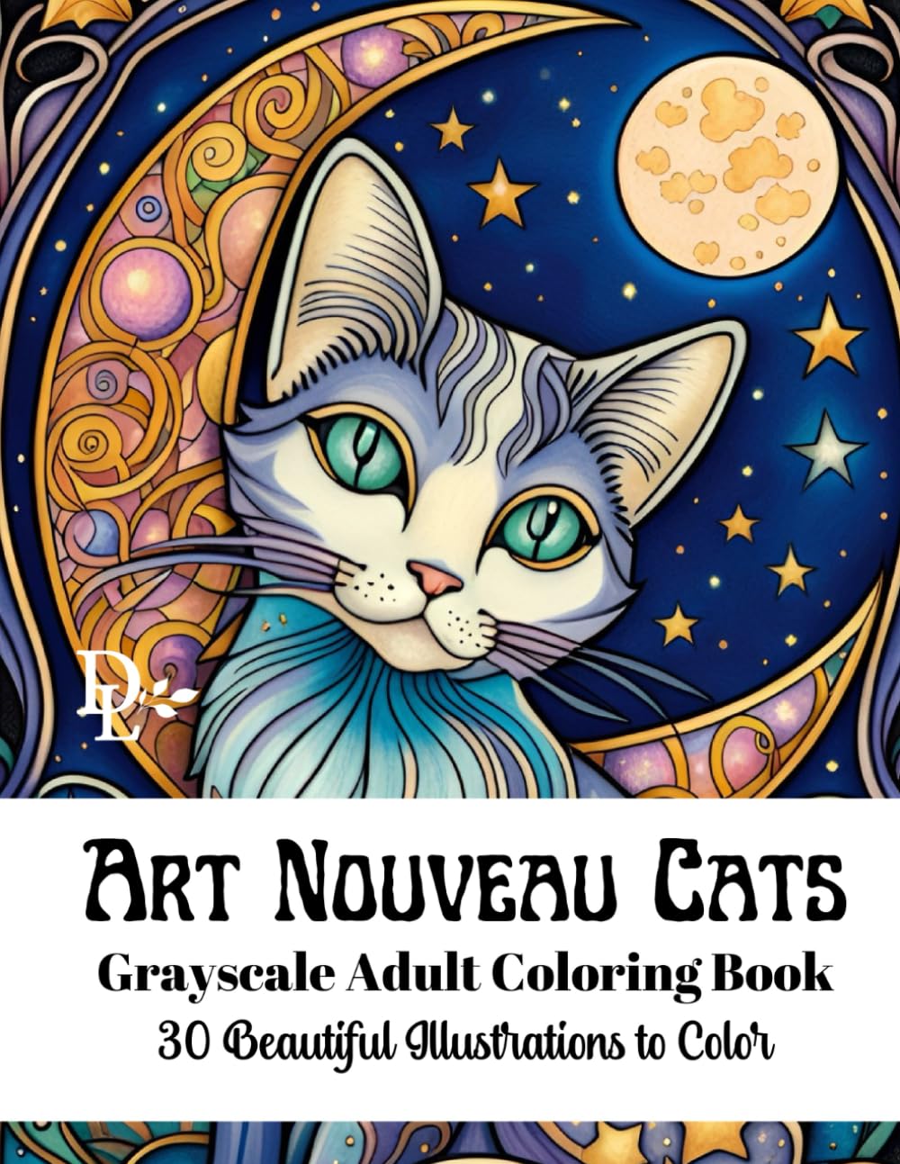 Art Nouveau Cats - Grayscale Adult Coloring Book: 30 Beautiful Illustrations to Color (Art Nouveau Coloring Books)