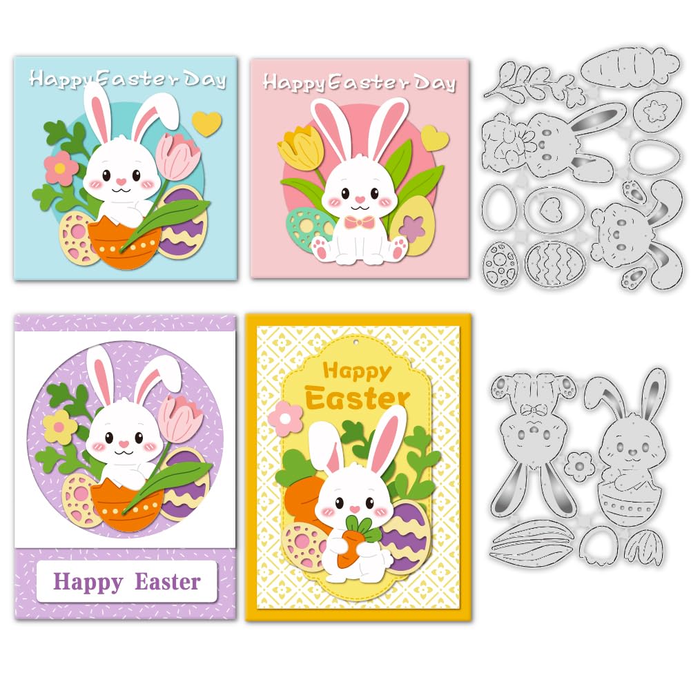WADORN Metall Stanzformen Für Ostern – Hasen, Eier & 'Frohe Ostern' Motive Für Scrapbooking