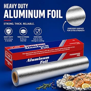 Aluminum Foil Roll 18x 500 feet (1 Pack) - Aluminum Foil Heavy-Duty, Commercial Grade for Food Service Industry - Silver Foil for Cooking & Roasting
