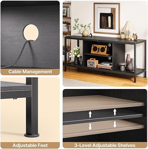 Vista 25 de Gizoon Soporte de TV para televisores de hasta 65 pulgadas, centro de entretenimiento con estantes de almacenamiento abiertos, mesa consola
