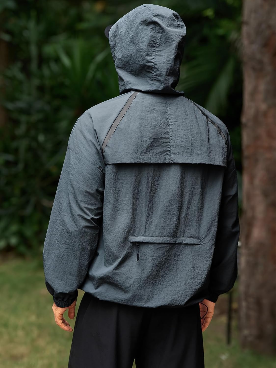 Yousify Mens Lightweight Jacket Full Zip Hooded Reflective Athletic Jacket Unlined Quick-drying Coat for Cycling Outdoor - Image 4