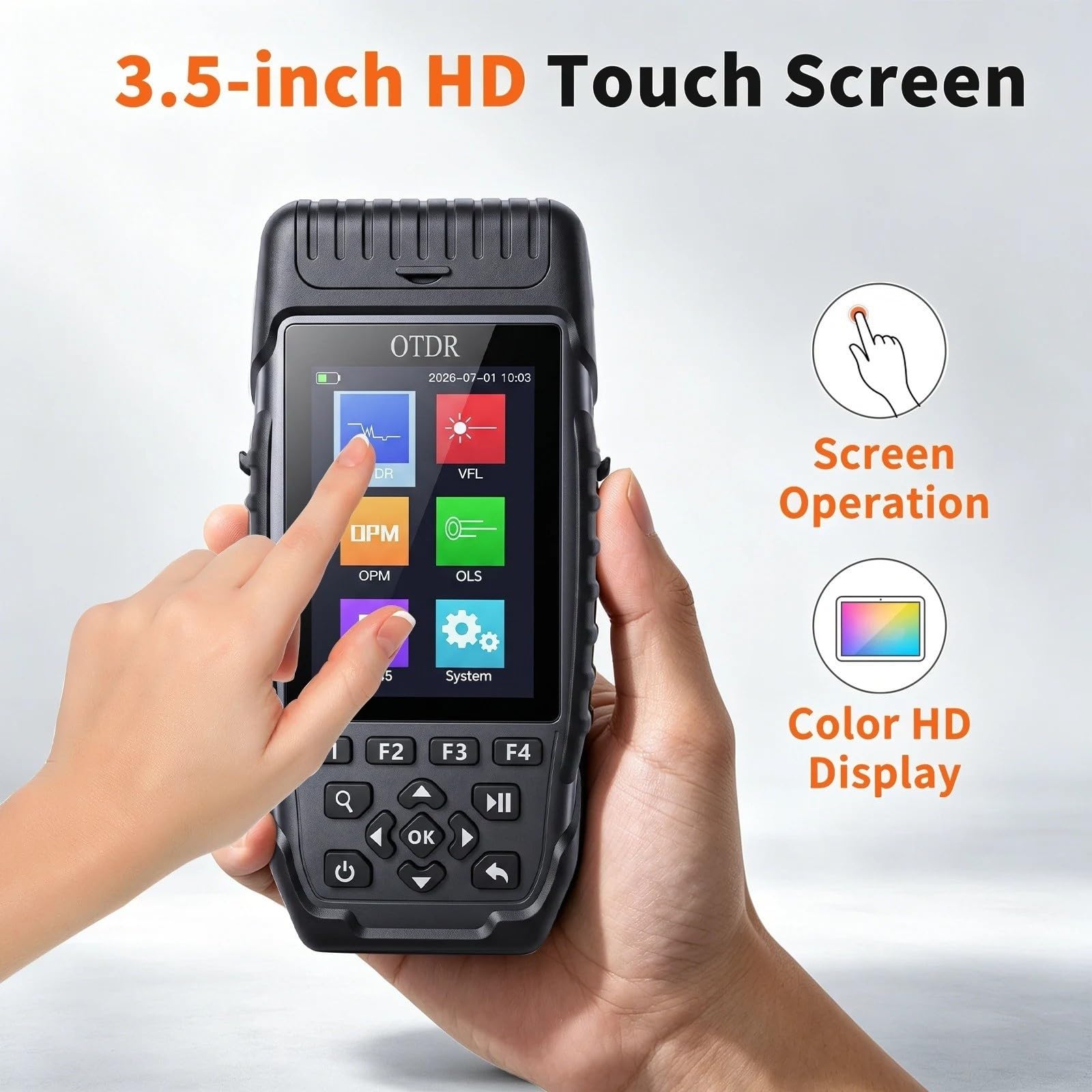 Tester per fibra ottica, Tester per cavi in ​​fibra ottica touch screen con riflettometro ottico multifunzionale nel dominio del tempo OTDR