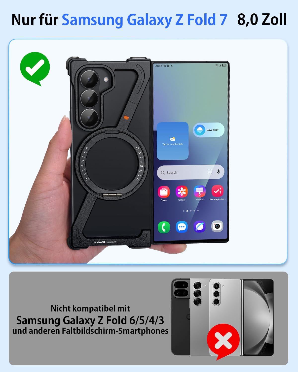 Z Shape etui do Samsung Galaxy Z Fold 7, bezramkowe, aluminiowe, cienkie etui na telefon komórkowy z obrotowym o 360° stojakiem magnetycznym, metalowe, odporne na uderzenia, etui ochronne do