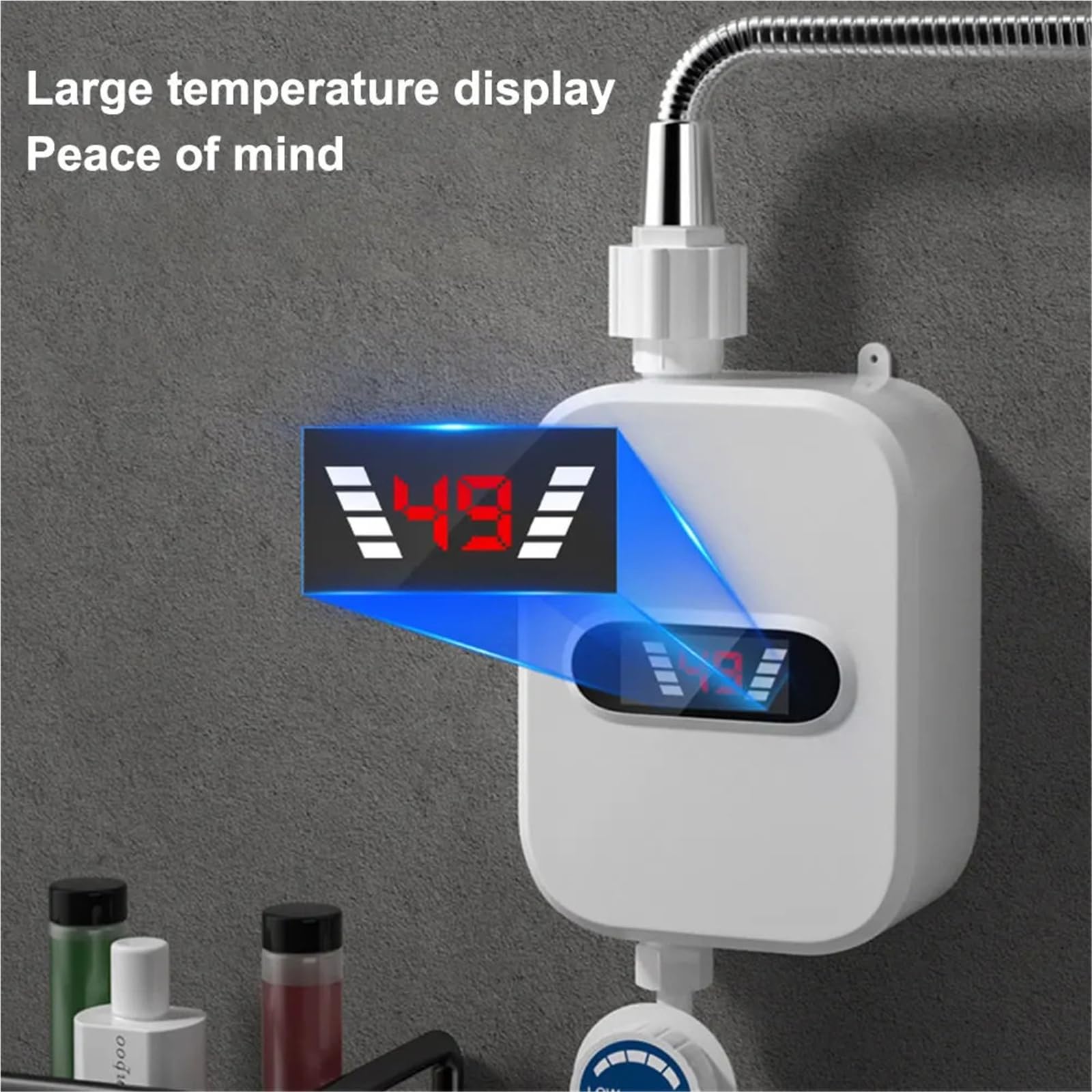 Calentador de agua instantáneo 3500 W con pantalla digital, calentador sin tanque for baño y ducha,Premium a prueba de fugas