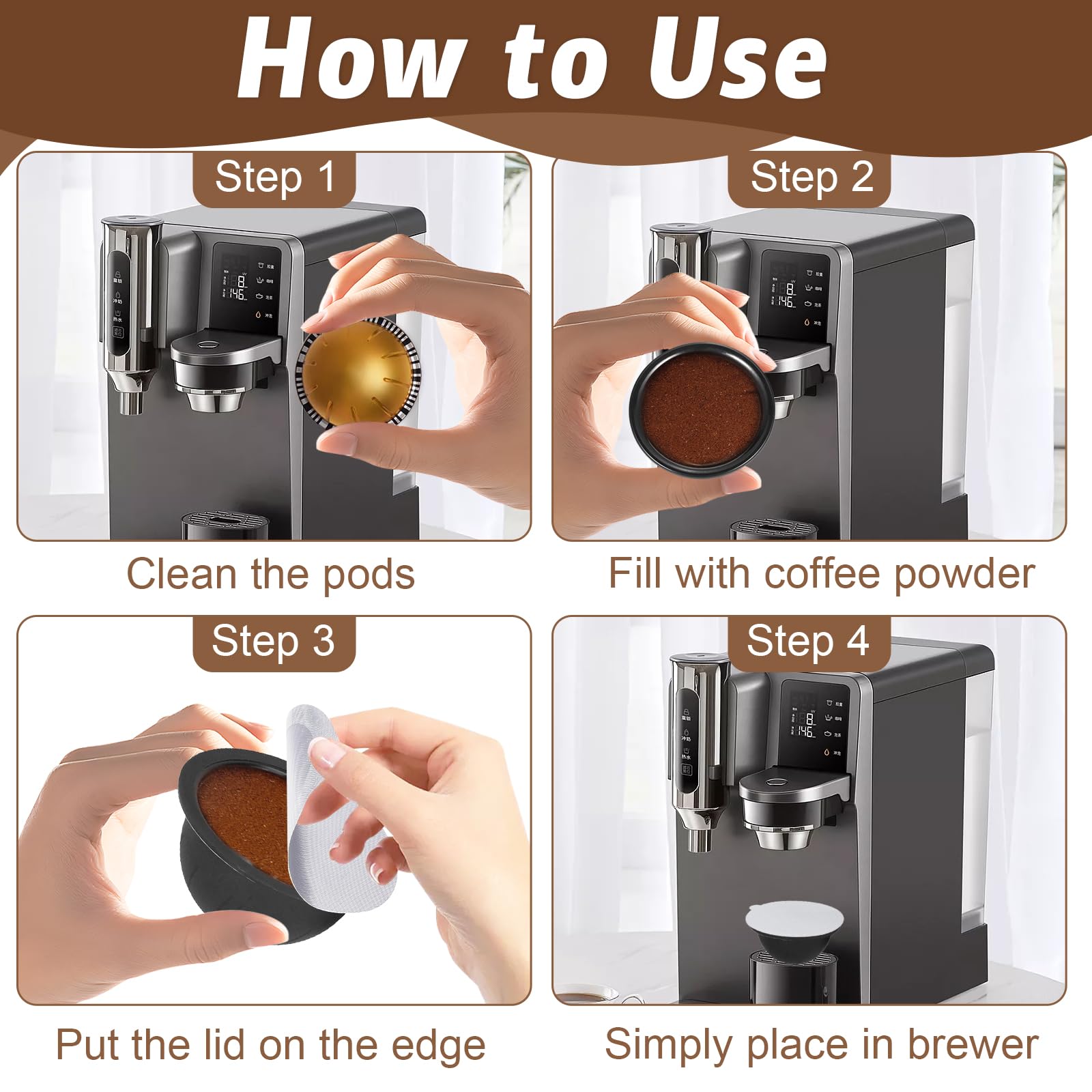 SIWOKJJO 70Pcs 60mm Aluminum Foil Seal Lids, Coffee Pod Seals with Brush - Image 3