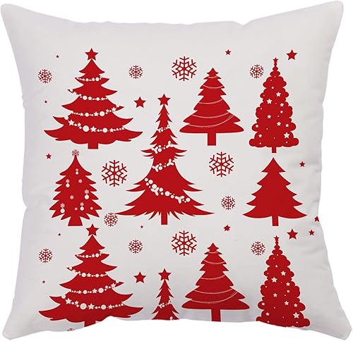 Miniatura 8 de YeeJu Juego de 4 fundas de almohada decorativas con diseño de Feliz Navidad, Navidad, vacaciones, terciopelo, fundas de almohada de copos de nieve,