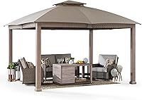 Vista 1 de Sunjoy Cenador de 11 pies x 13 pies con toldo de tela Sunbrella para patio, marco de acero de 2 niveles con parte superior suave de 2 niveles