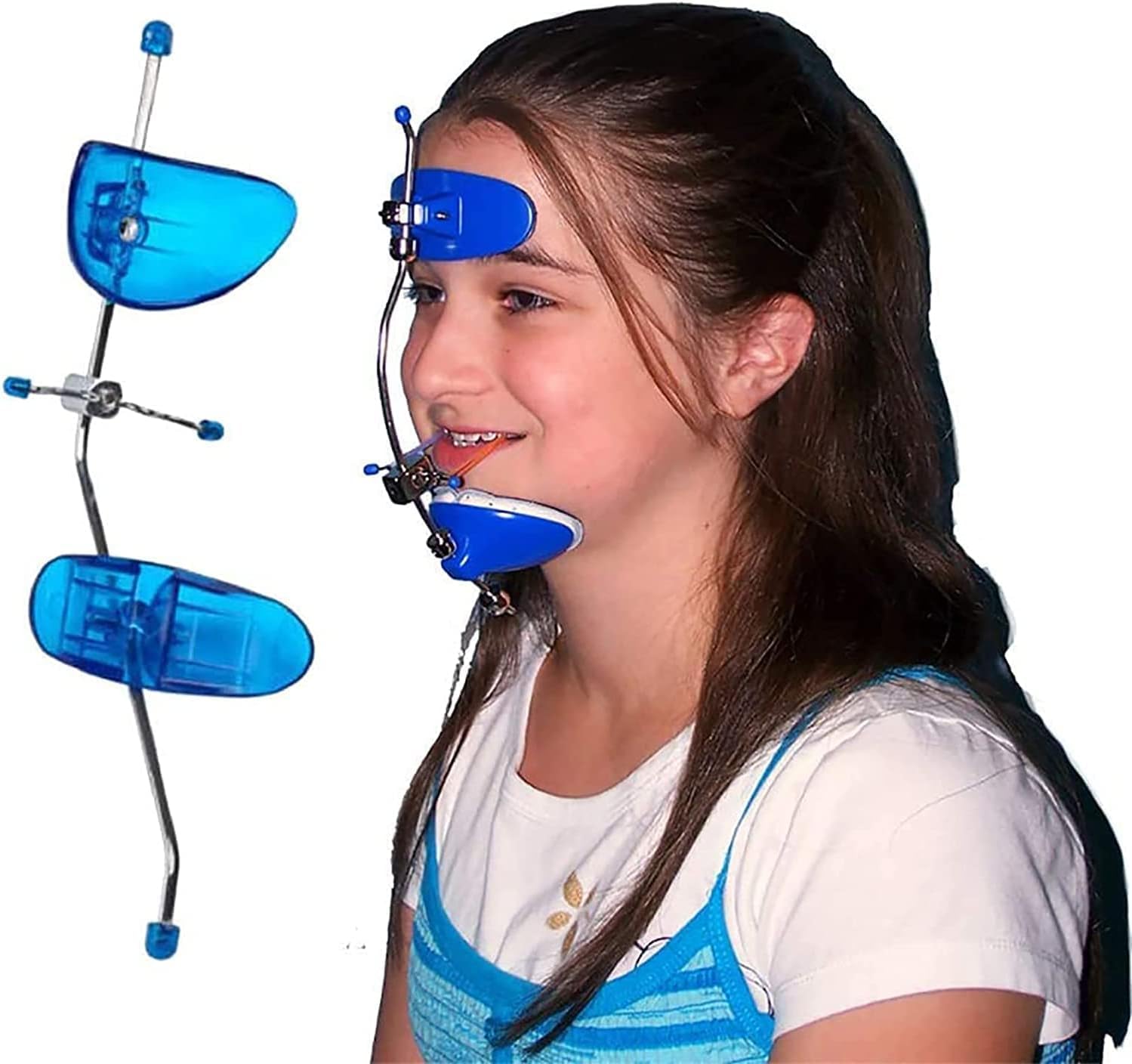 Dispositif De Traction Dentaire Avant Capuchon De Tête Orthodontique Arc Facial Réglable à Barre Unique Type D’axe Tracteur D’Arc Facial Adapté à La Correction du Menton Facial