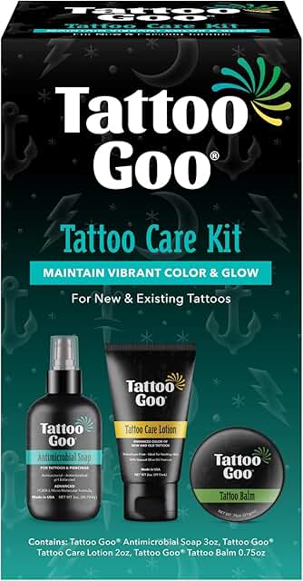 Tattoo Goo Aftercare Kit Includes Antimicrobial Soap, Balm, and Lotion, ...