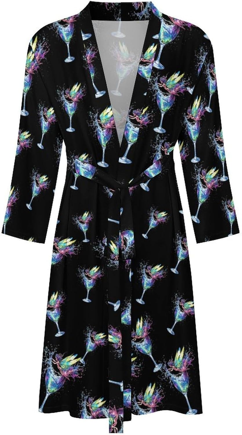 Fairy Made of Water Splashing Mens Robe Long Bathrobe for Women Bath Robes Lightweight Soft Printed Sleepwear