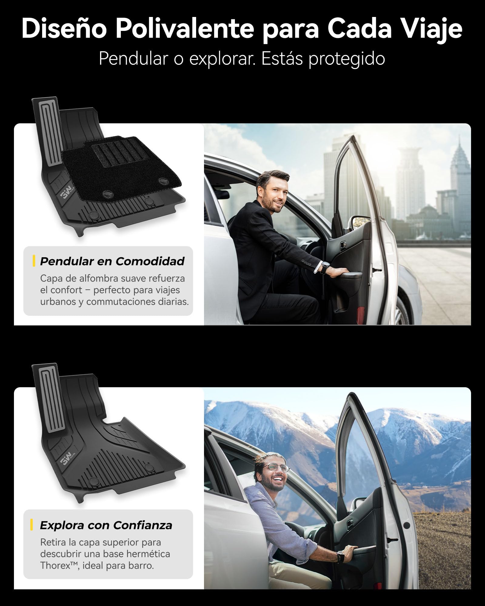 3W para BMW X3 G45 2025-2026 Alfombras de suelo con pedales de metal y alfombras y alfombrilla del maletero y protección lumbar para el segundo asiento, para todo el año y resistentes al clima Juego