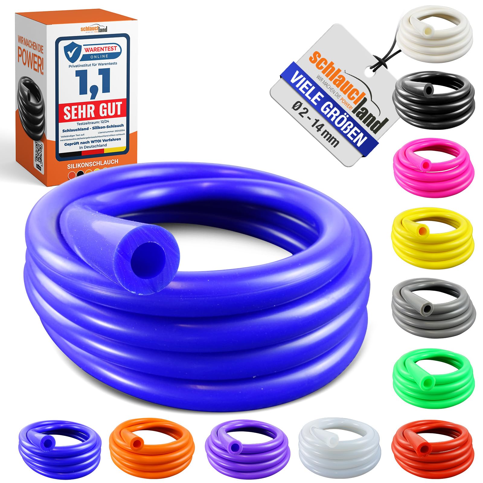 1m Unterdruckschlauch Silikon ID-Ø 8mm blau 200°C | GROSSE AUSWAHL | Silikonschlauch Universal Vakuum-Schlauch Luft Wasser Silikon Gummi Aquarium Lebensmittel-tauglich echt flexibel | PREMIUM