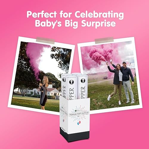 Miniatura 5 de Clover Products - Cañón de polvo prémium para revelación de género, paquete de 4 unidades, incluye 4 rosas, 12 pulgadas, impulsado por aire