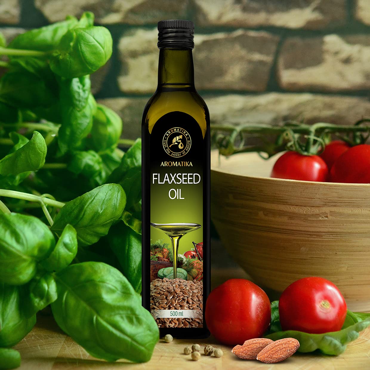 Huile de Lin 500ml - Huile de Graines de Lin Culinaire - Végétalien Pressé à Froid Vierge - Huile de Cuisine Alimentaire - Huile Comestibles pour Salade, Vinaigrettes, Assaisonner Entrées & Plats