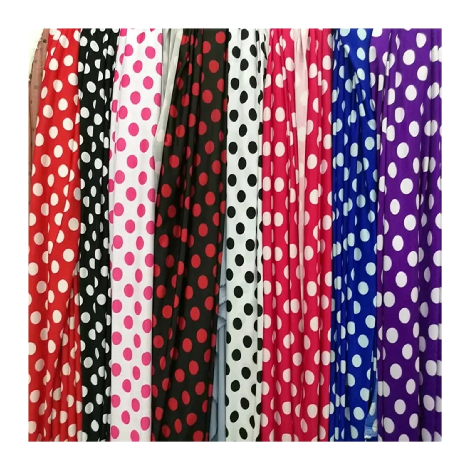 Tela de lunares Tela estampada de lunares tejida elástica cuatro lados por metro for costura vestidos(White rose red dot)