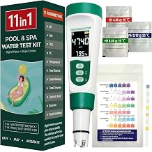 11-in-1 Digital Pool Water Tester Kit Including 5-in-1 Salt Tester for Saltwater Pool & 7-in-1 Pool Test Strips50 Strips, Test pH Salinity TDS EC Temp Chlorine Bromine Alkalinity Hardness