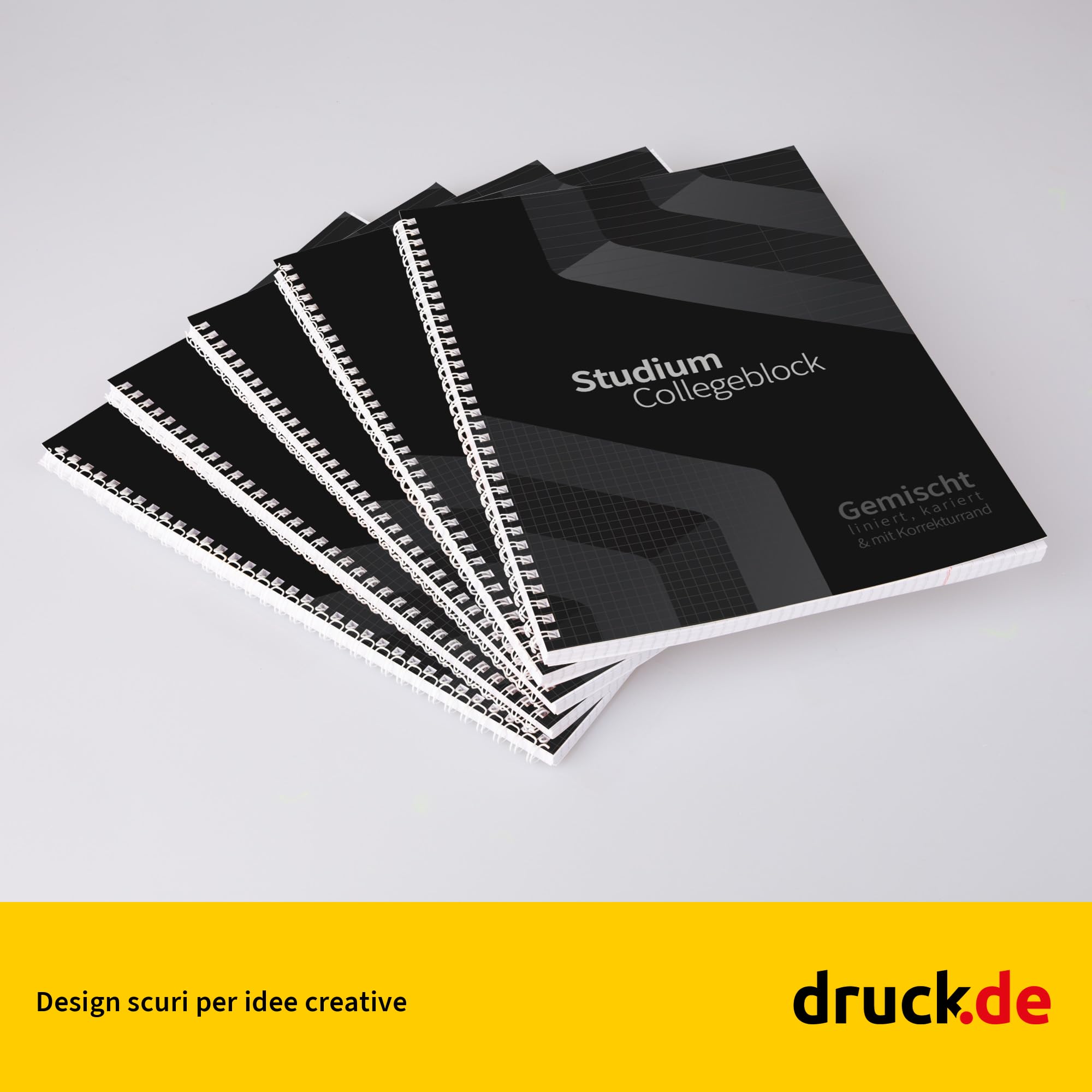 Duo - Blocco universitario misto, 20 pezzi, formato DIN A4, 40/40, a quadretti, 80 g, carta volumizzante, forata e perforata, rilegatura a spirale bianca, con bordo di correzione, blocco note (20