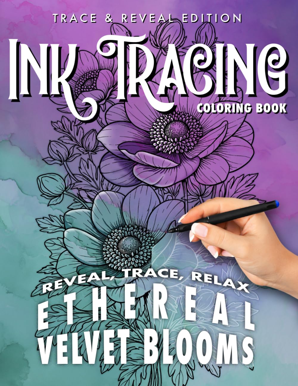 Ink Tracing Coloring Book | Ethereal Velvet Blooms: A Luxurious Ink-Tracing Journey Through Exquisite Floral Illustrations