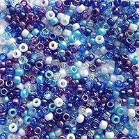 Vista 1 de Celestial Sky Blue & Purple - Cuentas de poni de 0.236 x 0.354 in, fabricadas en los Estados Unidos, 500 cuentas de plástico a granel