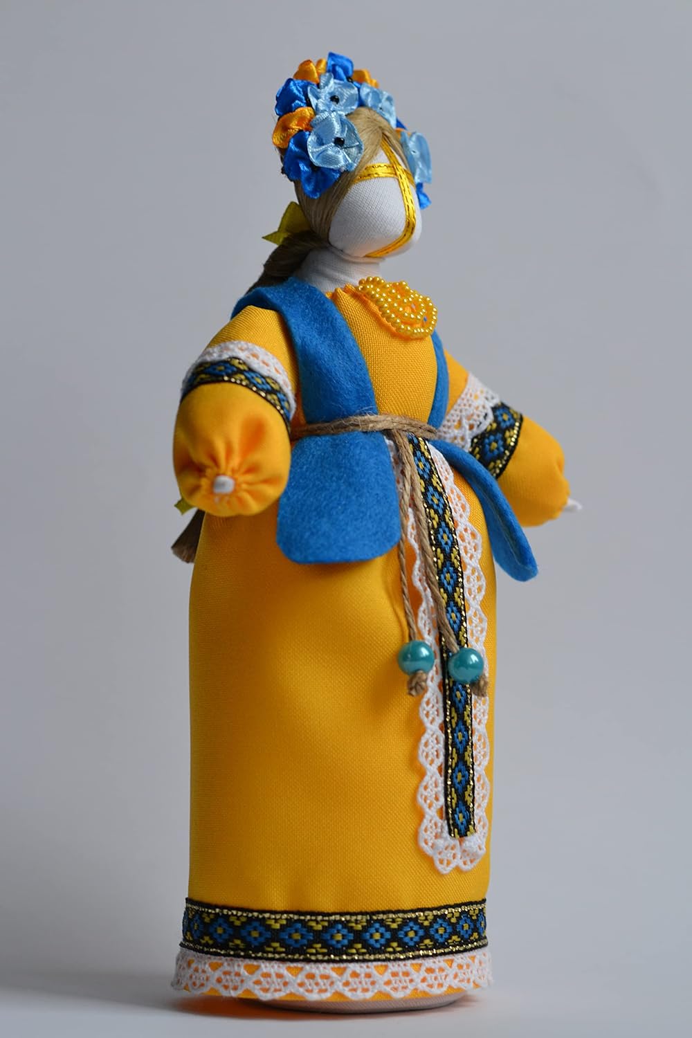 Exclusive Collectible Ukraine Motanka Doll Slavic Design Handmade Made in Ukraine 7.5" (Yellow)