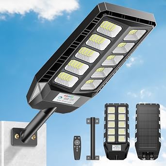 Adewalk LED Solar Street Light, Outdoor Motion Sensor Light, Outdoor Light, Solar Light, IP66 Waterproof, Ultra Bright, 500W, 15,000 Lumens, Automatic Night Light, 10,000 mAh, Integrated Panel, Remote
