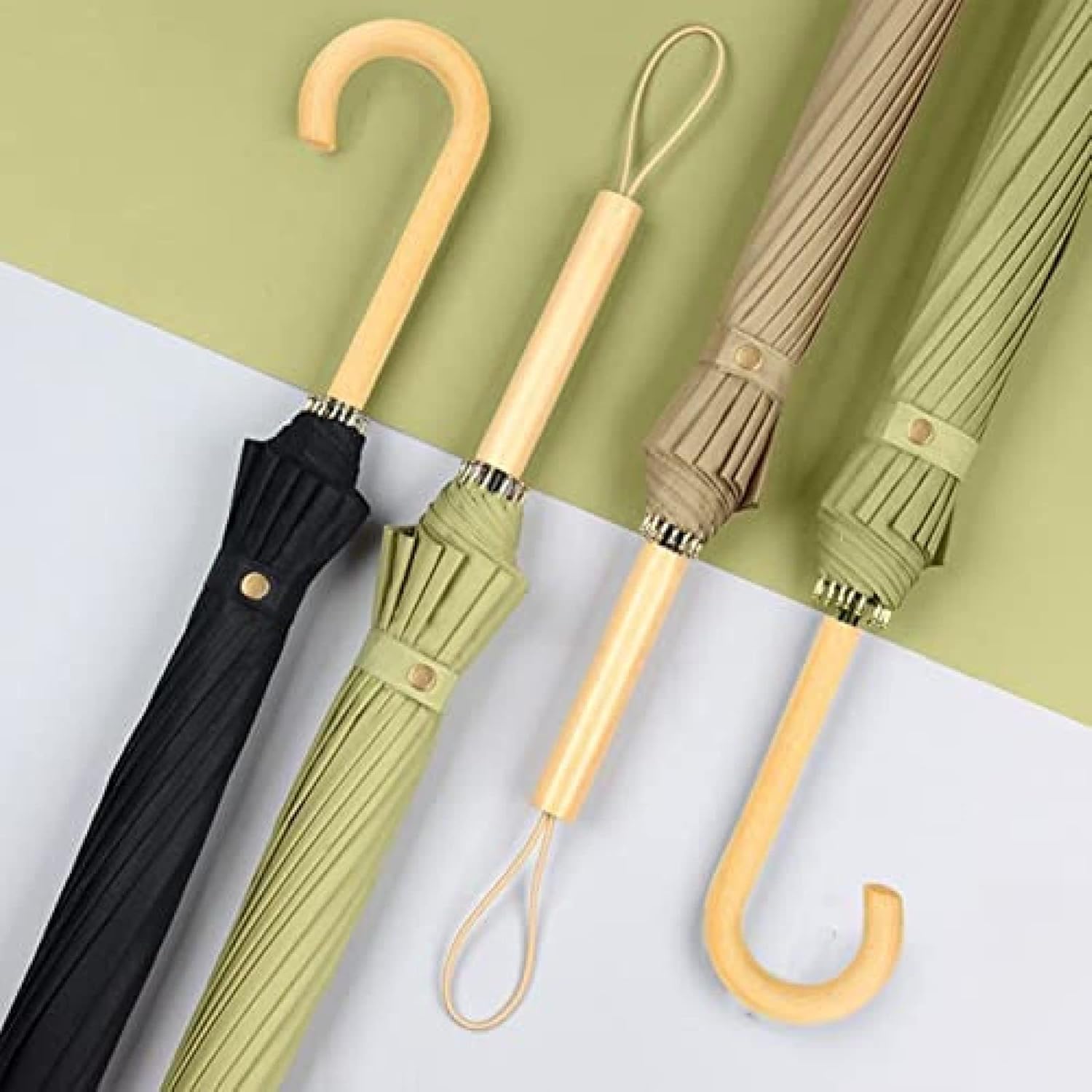 Windproof Umbrella, Large Windproof Golf Umbrella for Adults Men Women Wooden Handle Classic Quick Dry Strong 16 Ribs Travel 105cm, Pro Sunscreen