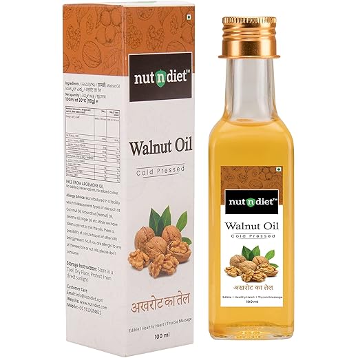 nutndiet Cold Pressed Walnut Oil 100ml Glass Bottle Pure & N