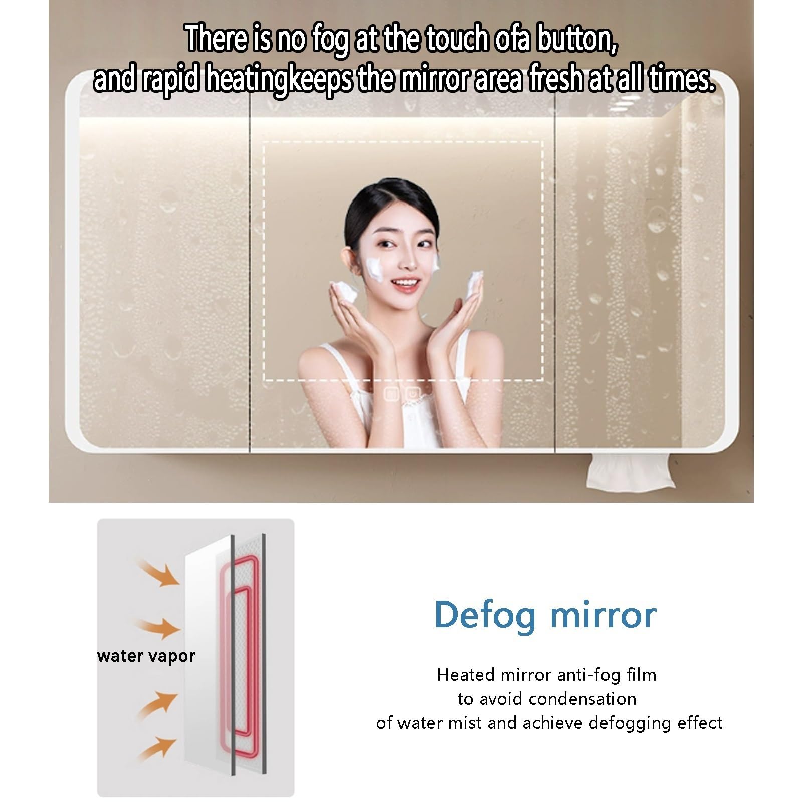 Armadietto da bagno con specchiera e luce,specchio bagno contenitore con Anti-Appannamento,Alluminio Armadietto Bagno di Stoccaggio Specchio,Specchio bagno contenitore,Buco di carta,Espositore di bell
