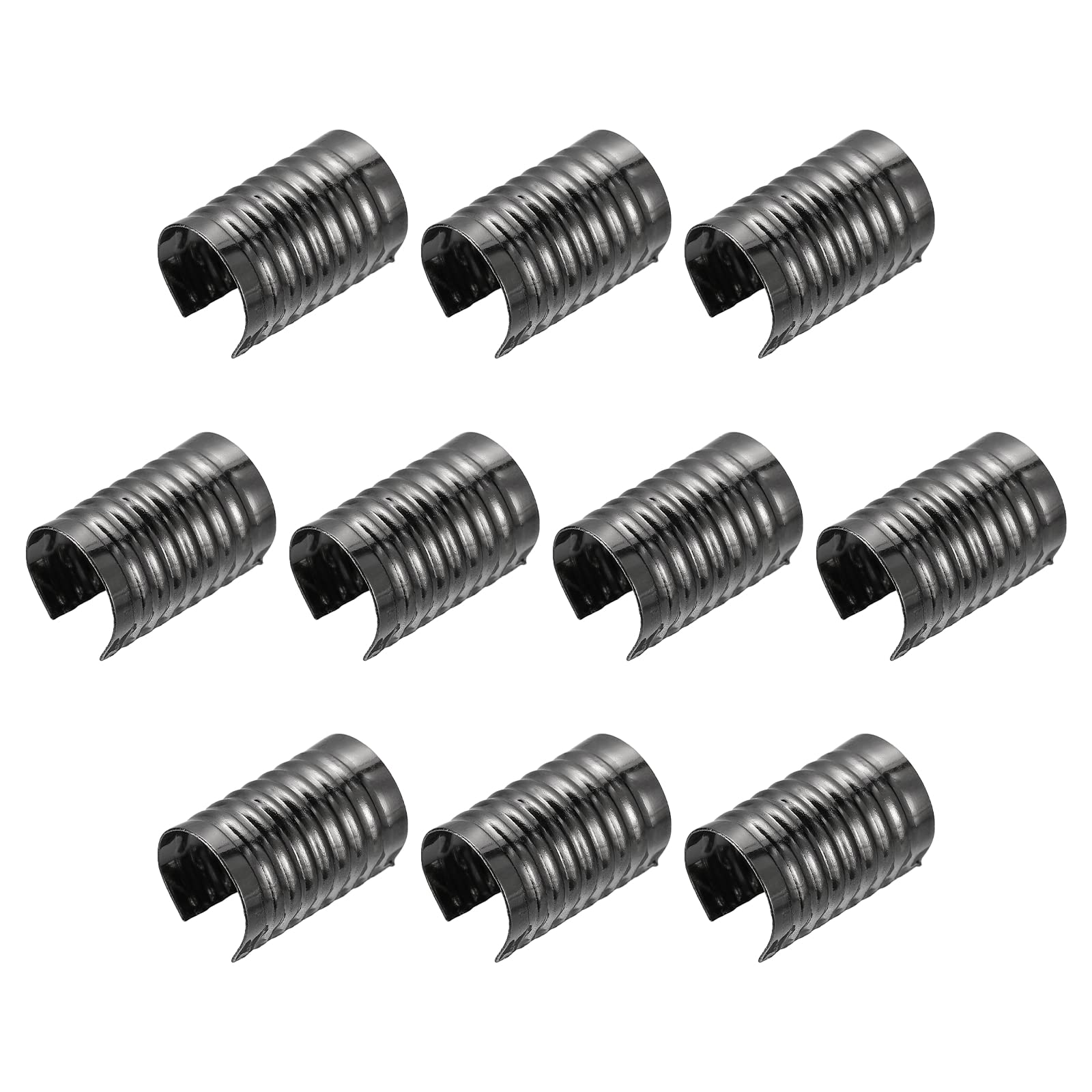 sourcing map 160Pcs Leather Rope Clips, 8.5x14mm Foldable Cylindrical Cord End Crimp for Lanyard, Tassel, DIY Crafts, Metallic Black