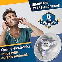 Vista 5 de KLIM Discman - Reproductor de CD portátil con auriculares, compatible con tarjeta SD, CD, CD-R, CD-RW, MP3, WMA, 5 efectos de ecualización + funda