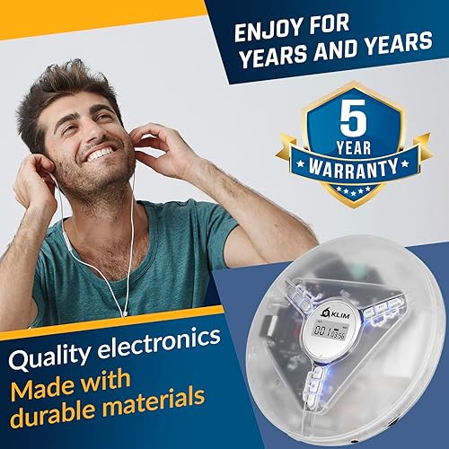 Miniatura 5 de KLIM Discman - Reproductor de CD portátil con auriculares, compatible con tarjeta SD, CD, CD-R, CD-RW, MP3, WMA, 5 efectos de ecualización + funda
