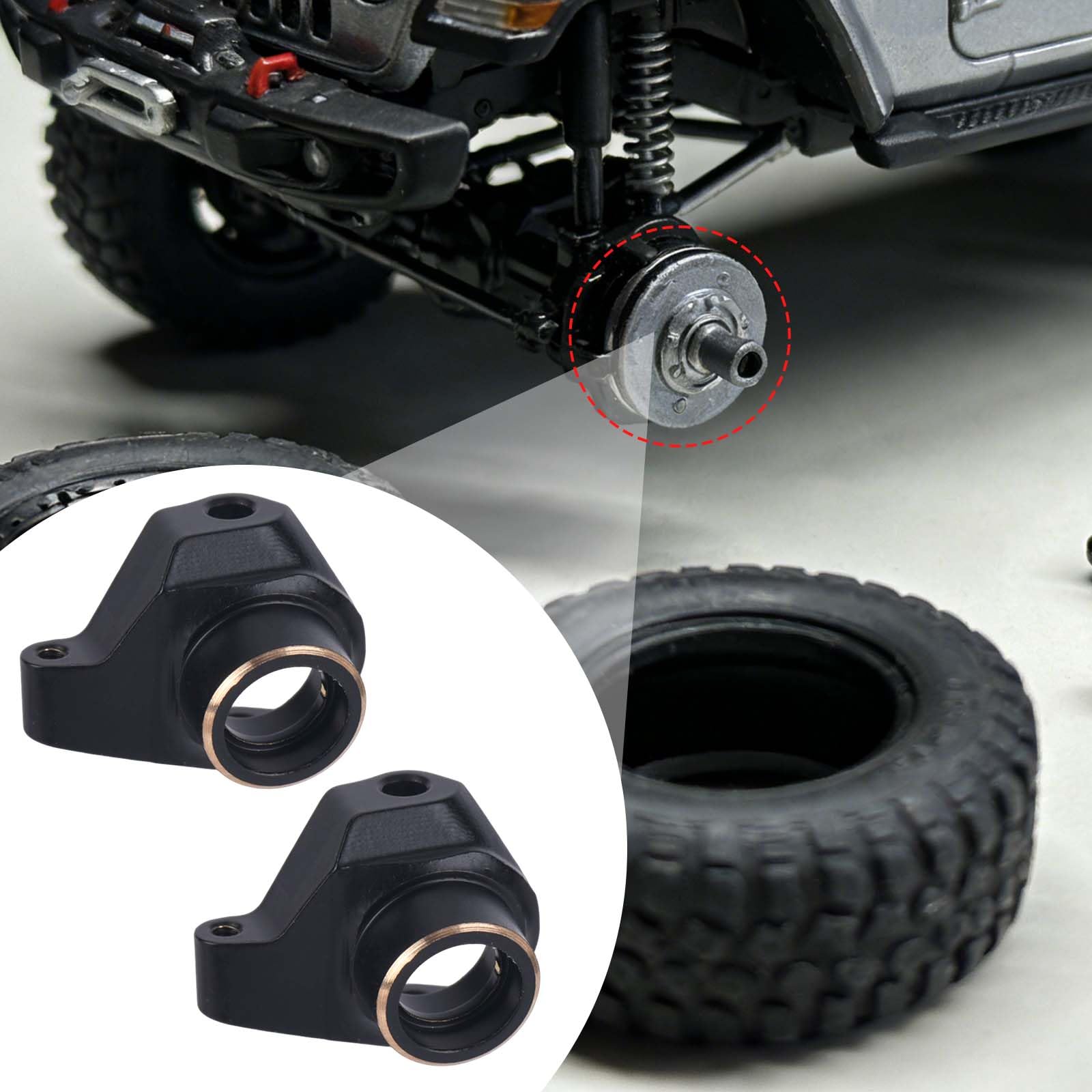 2 Szt. Mosiężnych Zwrotnic z 4 Łożyskami, Części do Modernizacji Mosiężnych Misek Kierownicy Kompatybilne z Modelem Axial Adventure SCX30 RC Crawler w Skali 1/30
