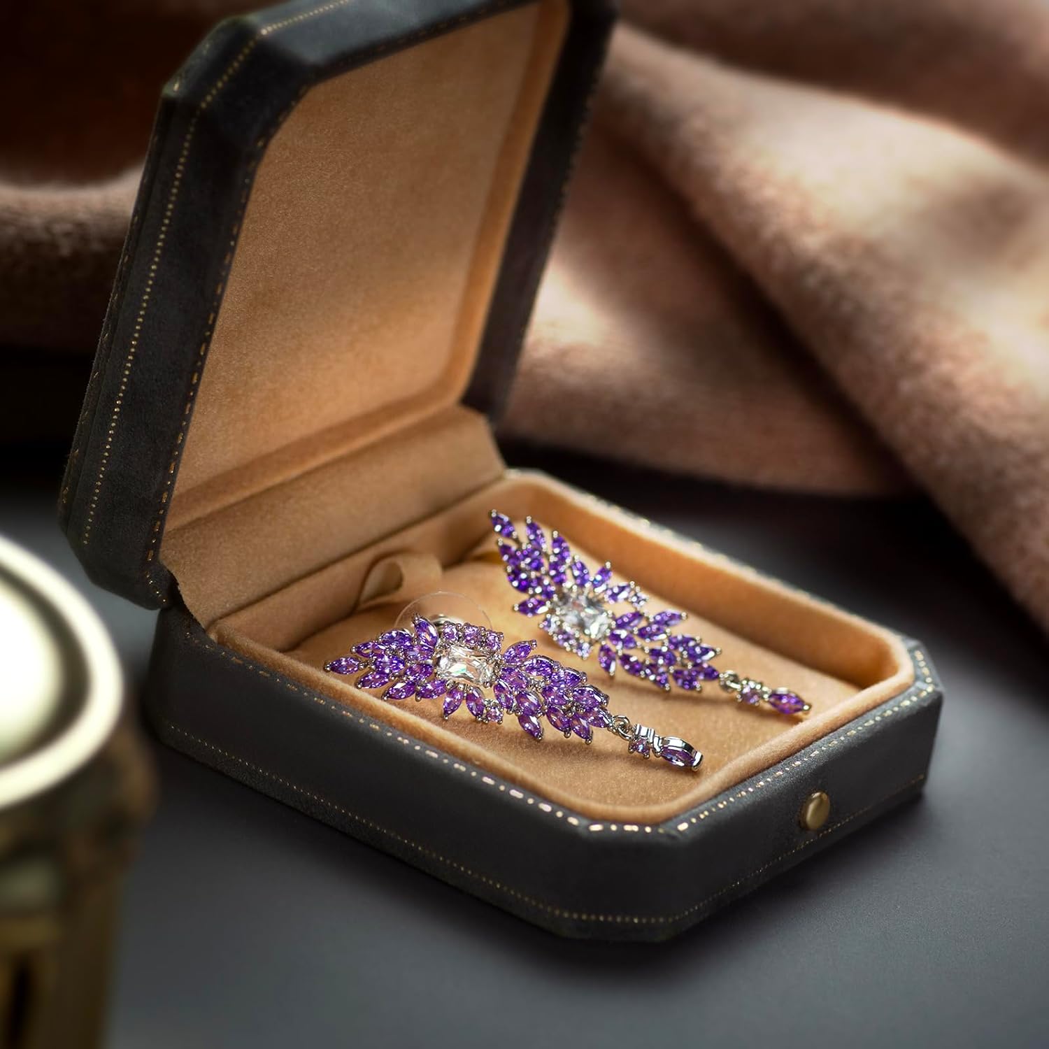 Wedding Earrings for Brides Crystal Stud Earrings for Women 925 Sterling Silver Post Cubic Zirconia Rhinestone Stud Earrings Ear Climber Earrings - Image 6