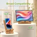 Pezin & Hulin Cell Phone Tablet Stand, Bamboo Wooden Smart Phone Desktop Charging Dock Holder Compatible with Pad, 8 Plus X XS Max XR, All Android Cellphone, Tablet (Natural 18.6x10.5x0.8cm)