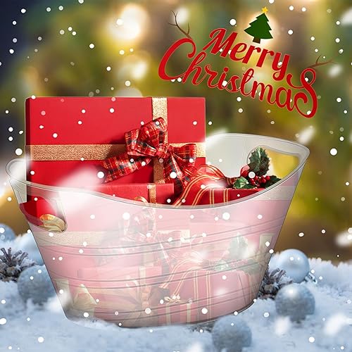 Miniatura 2 de Norme 48 piezas de tina ovalada de almacenamiento con asas, cubo de hielo transparente de plástico transparente de 4.5 L, botella de vino, cerveza y