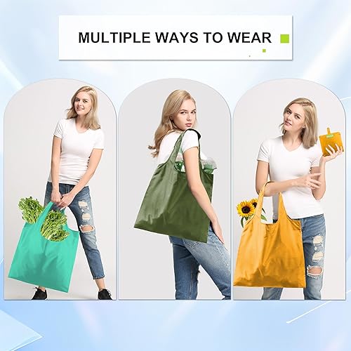 Vista 193 de BeeGreen Bolsas para comestibles, lavables a máquina, paquete de 12 bolsas extragrandes reutilizables, resistentes, plegables con banda Moss Marrs